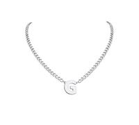 PIYIZ 18+2 Inch Initial Letter Pendant Necklace for Men Women, 18K Gold Plated Stainless Steel Capital A-Z Alphabet Name Necklaces 4.5mm Cuban Link Chain with Initial - Send Gift Box, M, Stainless