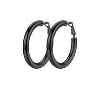 PIYIZ Classic Hoop Earrings for Women Stainless Steel/18K Gold Plated/Black Earrings, Chunky Hoops Earrings Size 30mm/40mm/60mm/80mm, M, Stainless Steel Black metal, No Gemstone
