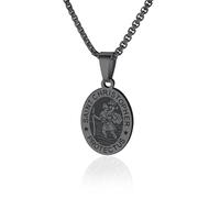 PIYIZ Men Religious Jewelry Stainless Steel/Black Metal/18K Gold Plated 22 Inch Box Rope Chain Nail Cross Pendant/Virgin Mary Medal/St. Benedict/St. Christopher Necklaces for Christmas Birthday