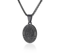 PIYIZ Men Religious Jewelry Stainless Steel/Black Metal/18K Gold Plated 22 Inch Box Rope Chain Nail Cross Pendant/Virgin Mary Medal/St. Benedict/St. Christopher Necklaces for Christmas Birthday