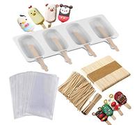 PIYO Silicone Ice Lolly Moulds Reusable Ice Cream Moulds Homemade Popsicle Moulds for Chocolate Sorbets Pudding DIY Summer Treats (4 Cavities)