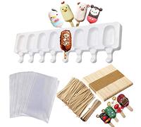 PIYO Silicone Ice Lolly Moulds Reusable Ice Cream Moulds Homemade Popsicle Moulds for Chocolate Sorbets Pudding DIY Summer Treats (8 Cavities)