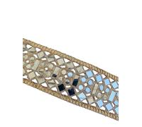 PIYUCRAFTS Luxury Mirror Cutwork Trim Lace - Golden Designer Border for Sarees, Dresses, Curtains, Crafts - Indian Embroidery Lace - Available in 1, 3, 6 Yards (3)