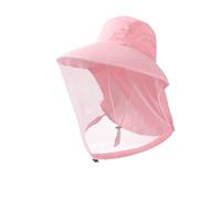 piyulk Outdoor fishing hat to cover the face sunburn protection breathable mesh mask men and women's sunburn hat(GL017Pink)