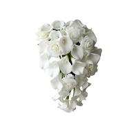 piyulk White Calla Lily Bridal Bouquet Wedding Bridal Bouquet Calla Lily Rose Water Drop Bouquet(A)