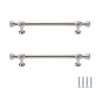 PIYYQNY 2 Pack Titanium Silver Solid Zinc Alloy Kitchen Cabinet Pull Handles 192mm Hole Centres - Screws Included Wardrobe Handles Kitchen Pull Knobs for Living Room Cupboard Desk
