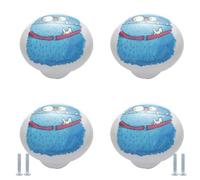 PIYYQNY 4 Pack Cabinet Ceramic Knobs Round Drawer Pulls Animal Pattern Suitable for Wardrobe Doors Bathroom Cabinets Dressing Table Drawers(Blue Gremlins 38mm)