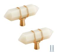 PIYYQNY Chest of Drawers Handles 2 Pack Crystal Pulls Handmade Copper Wire Drawer Handles Brass Crystal Wardrobe Pulls Suitable for Dressing Tables Wardrobes Cabinet Doors(Off-White Single Hole 60mm)