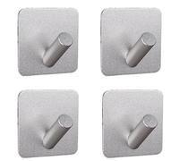 PIYYQNY Coat Hooks for Wall 4 Pack Metal Self-Adhesive Hook Wall-Mounted Bathroom Kitchen Hook Hanger Hook Sticked to The Wall Behind The Door Wardrobe Coat Hook(Silver)
