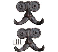 PIYYQNY Coat Rack Wall Mount 2 Pack Cast Iron Mustache Hook Vintage Coat Hook Country House Double Hook Suitable for Garden Kitchen Utensils(Vintage Black)