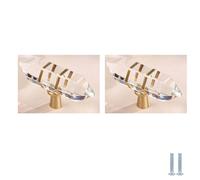 PIYYQNY Door Knobs for Drawers 2 Pack Crystal Pulls Handmade Copper Wire Drawer Handles Brass Crystal Wardrobe Pulls Suitable for Dressing Tables Wardrobes Cabinet Doors(Transparent Single Hole 60mm)