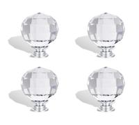 PIYYQNY Drawer Knobs 4 Pack 40mm Crystal Drawer Knobs Glass Dressing Table Pulls Cabinet Door Handles Suitable for Wardrobes Home Decoration(Silver)