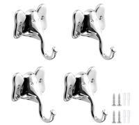 PIYYQNY Hat Rack for Wall 4 Pack Small Animal Hook Decorative Wall Hook Bright Silver Zinc Alloy Coat Hook Suitable for Bedroom Living Room Bathroom Kitchen(Nose 80mm)