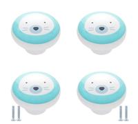 PIYYQNY Kitchen Cupboard Handles 4 Pack Cartoon Ceramic Knobs Round Drawer Pulls Animal Pattern Cabinet Knobs Suitable for Wardrobe Doors Bathroom Cabinets Dressing Table Drawers(Sea Lion 38mm)