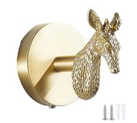PIYYQNY Wall Hooks Home Decor Hooks Brass Animal Coat Rack for Wall Heavy Duty Single Hook Bedroom Hanger Hook Wall Mounted Coat Hook Brushed Gold(Sheep)