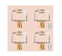 PIYYQNY Wardrobe Handles 4 Pack Pure Brass Crystal Glass Knob Round Drawer Pull Suitable for Dressing Table Cabinet Wardrobe Handle(Transparent Single Hole 30mm)