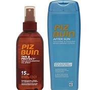 Piz Buin DUO Tan Accelerating Oil F15 x 150ml + Cooling Aftersun Lotion with Aloe Vera and Mint extract 200ml