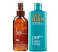 Piz Buin DUO Tan Accelerating Oil F30 x 150ml + Cooling Aftersun Lotion with Aloe Vera and Mint extract 200ml