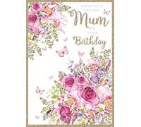 Pizazz Birthday Card - Flitter and Foil Finish - Mum Birthday - Butterflies and Flowers - From the Range (NQ-DR445)