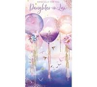 Pizazz Nigel Quiney Artistic Female Birthday Card (NQ-PR92) - Daughter-in-Law, Floral Balloons - Flitter Finish Range