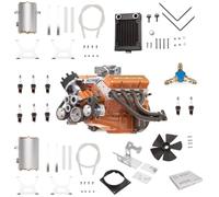 PizazzToy CISON V8 Engine Kit, 44 cc CISON Gasoline OHV V8 PRO Water-Cooled 4-Stroke Small-Block Internal Combustion Engine Model Kits That Runs, Physical Experiment Model for Adults (KIT Version)