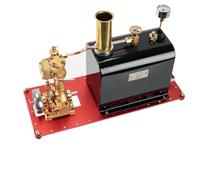 PizazzToy Full Metal Engine Model Kit with Boiler, RW-BL1K Mini Reversible Reciprocating Single-Cylinder Live Steam Engine Model Kit, for Steam Boat Collectors and Industrial Enthusiasts