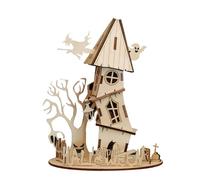 PizazzToy Halloween House 3D Wooden Puzzle Model, DIY Handcrafted Mechanical Jigsaw Puzzle Kit for Adult to Build, for Craft Lovers (33 PCS)