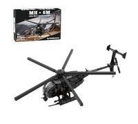 PizazzToy MH-6 Little Bird Helicopter Building Blocks Set, 595 Pieces Military Series Aircraft Bricks Model Kit, Collection Display Xmas Gifts Model Airplane for Men