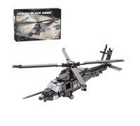 PizazzToy MH60M Helicopter Building Blocks Set, 1057 Pieces Military Series Aircraft Bricks Model Kit, Collection Display Xmas Gifts Model Airplane for Men