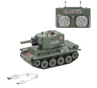 PizazzToy Mini RC Battle Tank Model, 1/64 Scale 2.4G Remote Control Tank with Infrared Combat Mode, Rotating Turret and Track Drive, Indoor & Outdoor Military Vehicle for RC Hobbyist