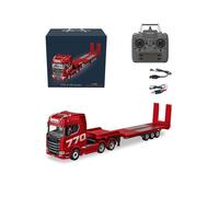 PizazzToy RC Semi Truck and Trailer, 1/18 Scale 6x4 770S Heavy Duty Tractor Truck Construction Vehicle with Rear Wheel Drive and LED Lights, for Hauling Cars, Excavators & Dump Trucks