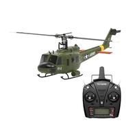 PizazzToy UH-1 Huey RC Helicopter, 2.4G 6CH Brushless Direct-Drive Flybarless RC Helicopter Model Mode 1/Mode 2 Switchable, 6-Axis Gyroscope RC Military Helicopter with Lights