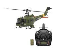 PizazzToy UH-1 Huey RC Helicopter, 2.4G 6CH Brushless Direct-Drive Flybarless RC Helicopter Model Mode 1/Mode 2 Switchable, 6-Axis Gyroscope RC Military Helicopter with Lights