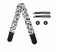 Pizding Acoustic Electric Guitar Shoulder Strap Belt Adjustable with Cute Panda Pattern Replacement Strap Crossbody Guitar Bass Straps with Picks Pocket