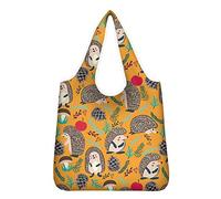 Pizding Adorable Hedgehog Print Premium Quality Polyester Fabric Reusable Washable Grocery Bags Eco-Friendly Produce Bags Beach Bags Totes for Daily Shopping Life