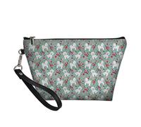 Pizding Bichon Frise Cosmetic Bag Travel Portable Small Makeup Pouch Toiletry Organizer for Women Girl PU Leather