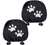 Pizding Black Paw Print Print 2 Piece Car Head Rest Covers Set Auto Front/Rear Seats Headrest Cover Universal Fit Most Cars, Sedan, SUV, Van Unique Gift for Women Men