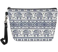 Pizding Boho Elephant Cosmetic Bag Outdoor Travel Portable Make-up Case Small Toiletry Cosmetic Handy Bag for Women Ladies Zipper Closure Travel Pouch Storage Clutch Purse