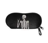 Pizding Cool Skull Design Eyeglasses Glasses Case for Men Boys Portable Glasses Protective Case for Eyeglasses Sunglasses, Anti-Scratch Glasses Case Soft with Clip, 7.3 x 3.3 inches