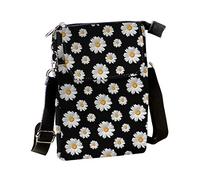 Pizding Daisy Canvas Crossbody Handbags Cell Phone Purse Wallet Leaves Pattern Small Change Pouch Bags for Women Girls