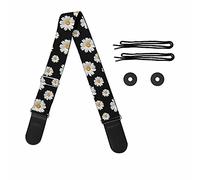 Pizding Daisy Pattern with Guitar Strap Adjustable Length for Guitarists,PU Leather Polyester More Durable Storage of Guitar Picks