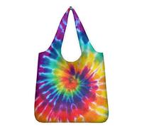 Pizding Grocery Bags Reusable Foldable Shopping Bags Large Rainbow Tie-dye Bags with Pouch Bulk Ripstop Waterproof Machine Washable Eco-Friendly Storage Tote Bags Box