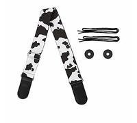 Pizding Guitar Players Men Women Shoulder Strap with Cow Black White Pattern Bass,Electric,Acoustic Guitars Strap Replacement for Handbags