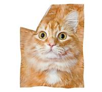 Pizding Orange Cat Fleece Throw Blanket for Women & Toddlers, 3D Cute Cat Print, Soft Flannel Fleece, 27.6x39.4 inch