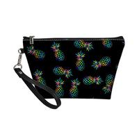 Pizding Pineapple Toiletry Cosmetic Bags Womens Travel Make Up Organizer PU Waterproof Black