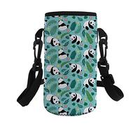 Pizding Portable Insulated Water Bottle Holder with Strap for 1000-1200ml Bottles, Carrier Bag Case Pouch Cover for Walking, Gym, Travel, Hiking, Keep Drinks Cool, Cute Panda Pattern