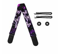 Pizding Purple Butterfly Print in Bass, Electric/Acoustic Guitars Strap Women Men Guitar Player Shoulder Strap Adjustable Crossbody Bag Strap