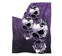 Pizding Purple Skull Blanket Fleece Throw Blanket for Flower Skull Gifts for Women Men Girls Boys All Seasons Super Soft Cozy Plush Throws Blanket for Couch Sofa Bed Office 27.6x39.4 inch