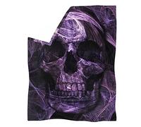 Pizding Purple Skull Soft Throw Blanket All Season Microplush Warm Blankets Lightweight Tufted Fuzzy Flannel Fleece Throws Blanket for Bed Sofa Couch 51.2 x 59.1 inch
