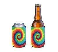 Pizding Rainbow Tie-dye Comfortable Slim Beer Can Cooler Tall Stubby Protector Foldable Holders Beer Cooler Bags Fits Party Picnic Use 12oz Slim Energy Drink & Beer Cans Full Set of 2